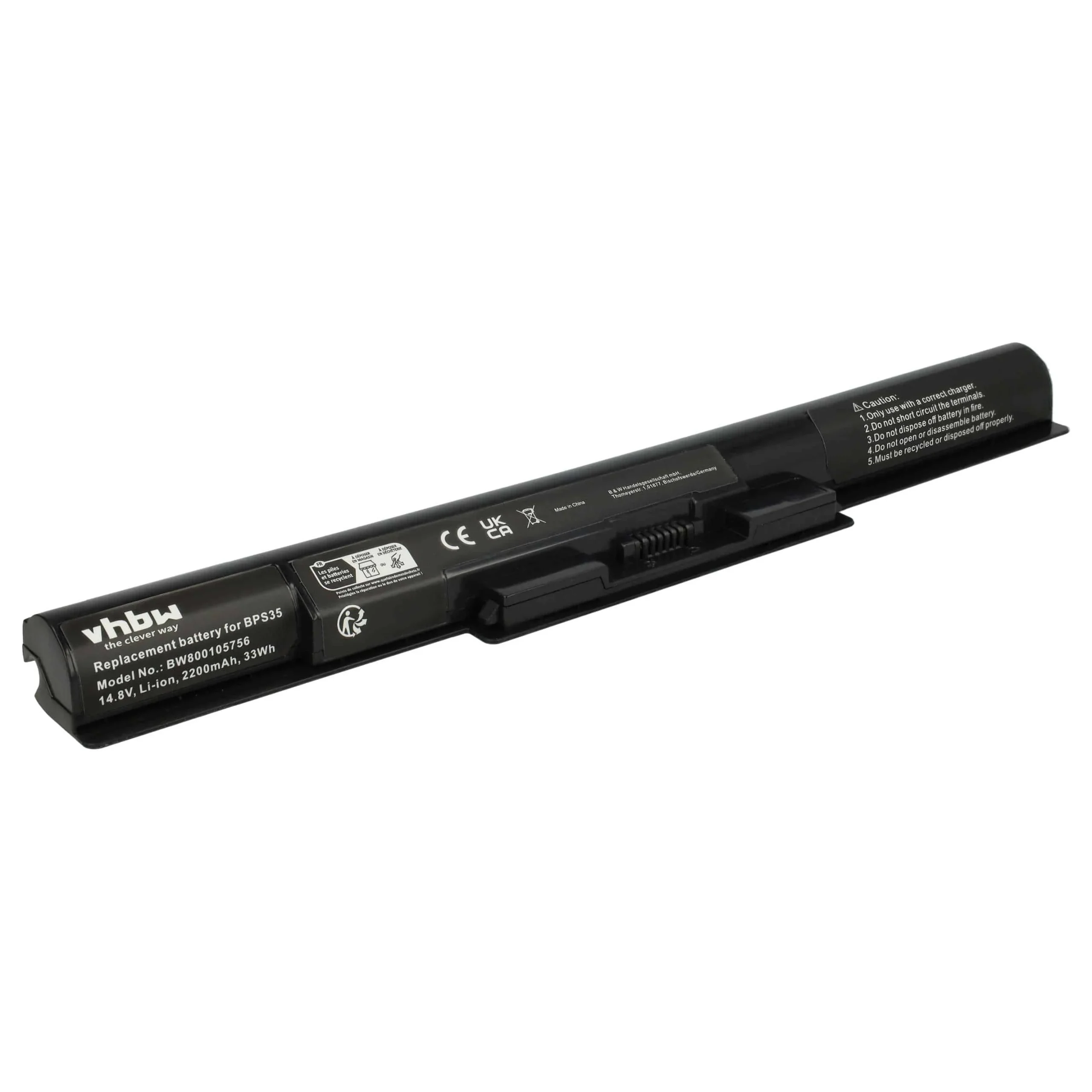Batterie remplace Sony VGP-BPS35A, VGP-BPS35 pour ordinateur portable Sony- 2200mAh 14,8V Li-ion, noir