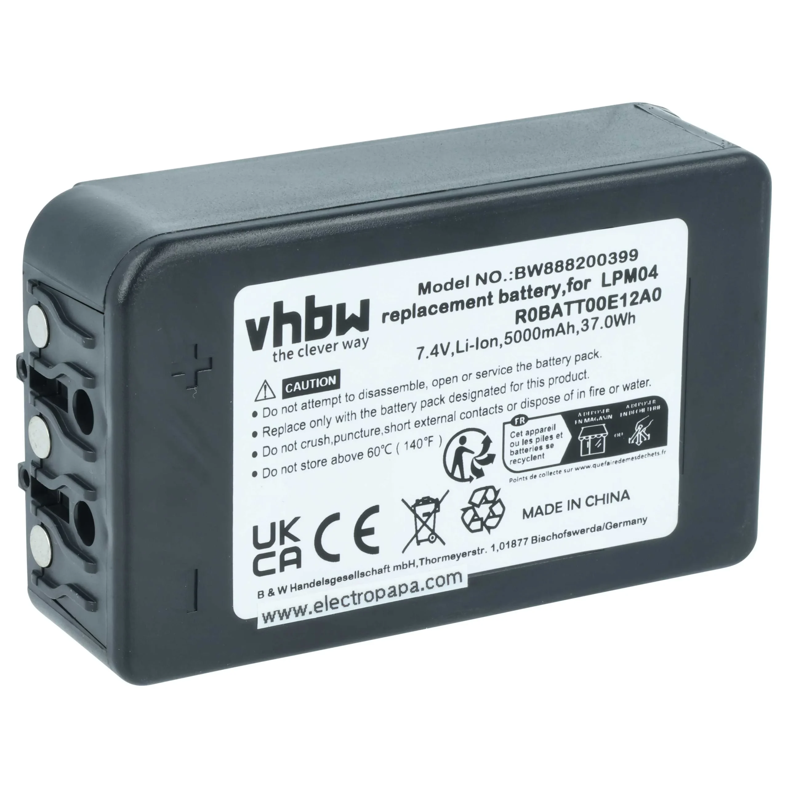 Batterie remplace Autec R0BATT00E12A0, LPM04 - 5000mAh 7,4V Li-polymère