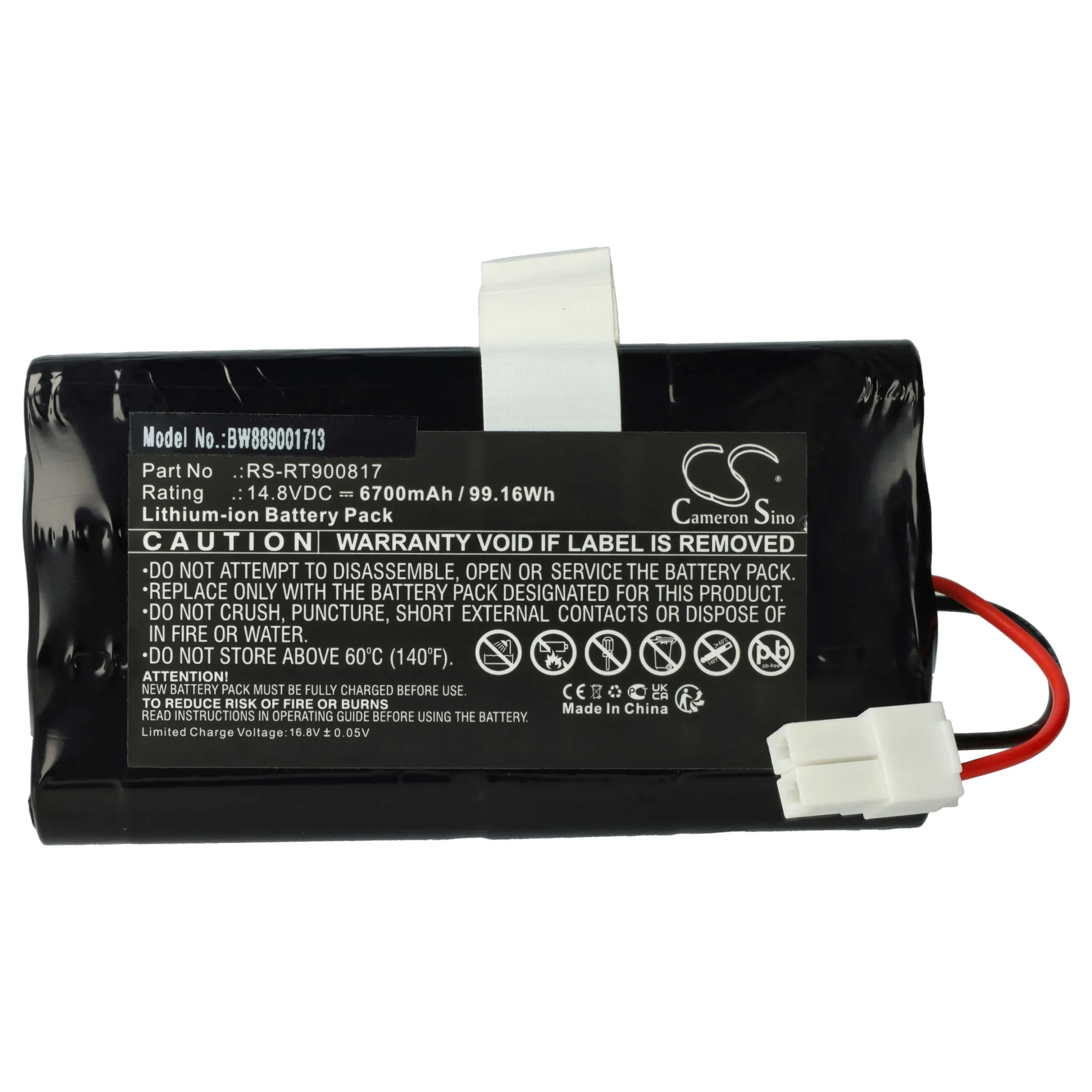Batterie remplace Rowenta RS-RT900817 pour robot aspirateur Rowenta - 6700mAh 14,8V Li-ion