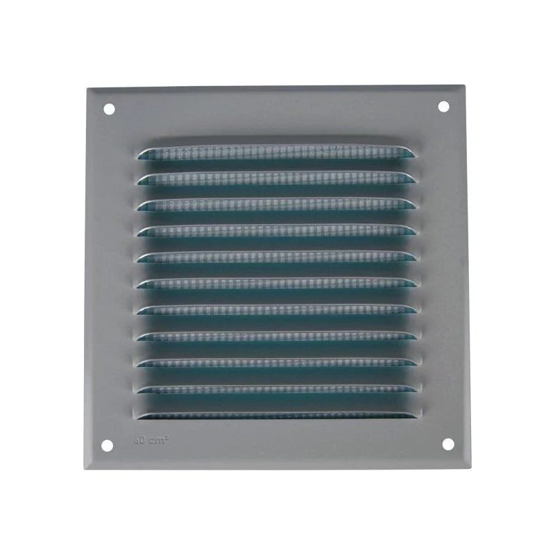 Grille en aluminium anodinisé avec moustiquaire 150x150mm - Promos