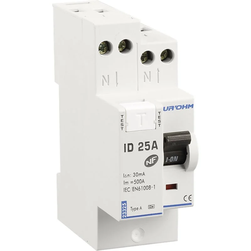 Interrupteur différentiel 25A 1P+N 30mA connexion haut/haut Classe A, Eurohm 23325 - Promos