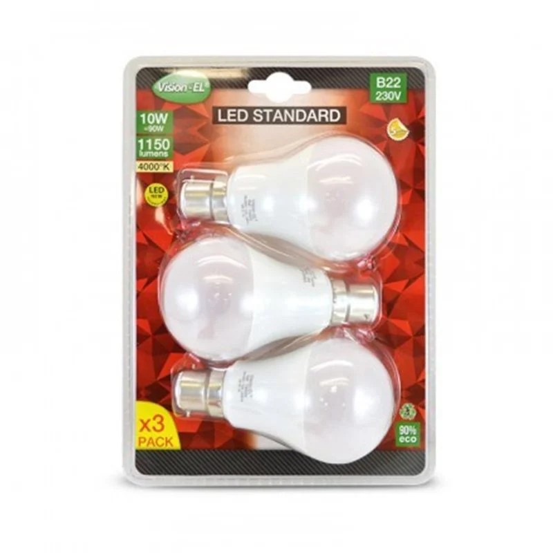 Lot de 3 Ampoules 10w LED B22 - 4000K Universelle 739332