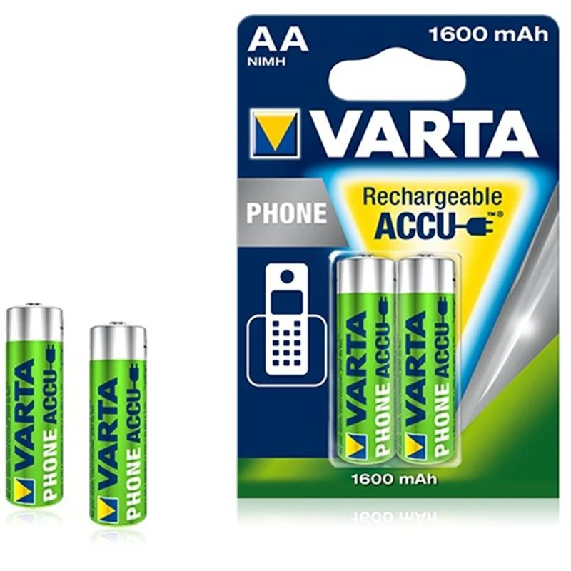 Pile rechargeable Varta Phone 1600 mAh 1,2V - HR06 - 58399 - Blister de 2 piles 58398101402