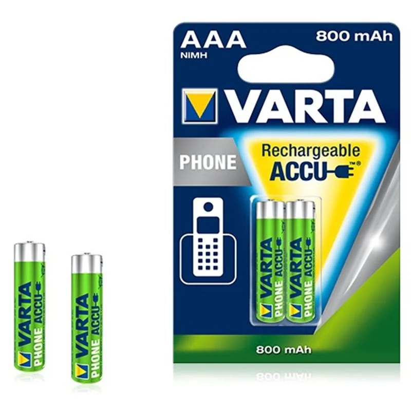 Pile rechargeable Varta Phone 800 mAh 1,2V - HR03 - 58398 - Blister de 2 piles 58398101402