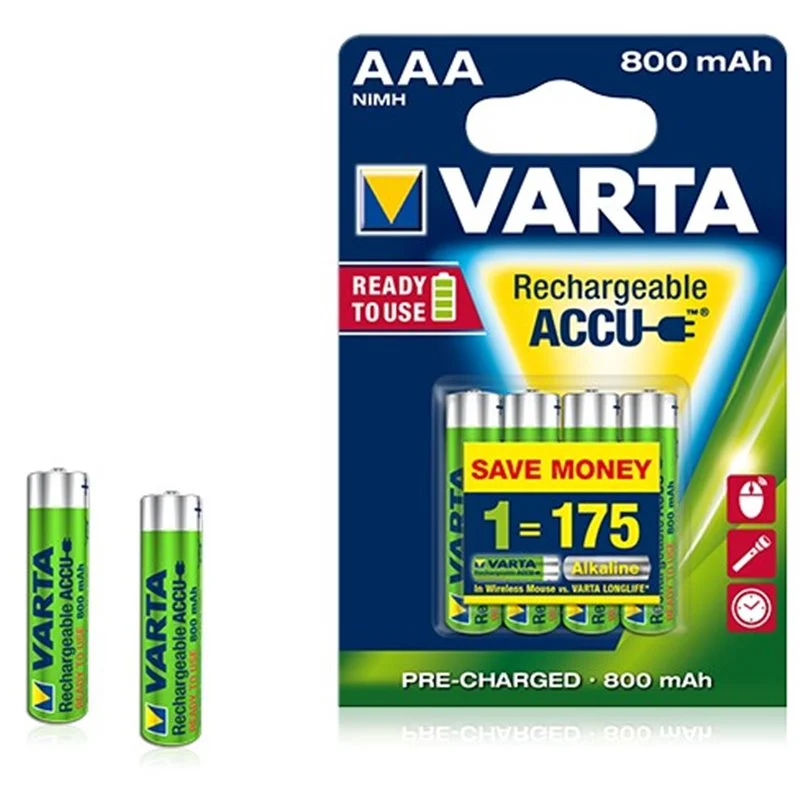 Pile rechargeable 800 mAh 1,2V - HR03 - 56703 - Blister de 4 piles 56703101404