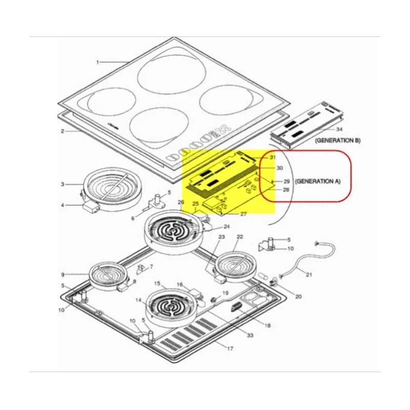 Platine logique Génération A pour table de cuisson - Promos