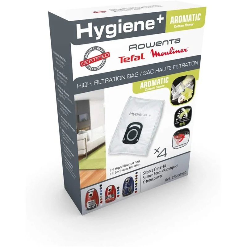 Rowenta ZR200920 Sac pour aspirateur cylindrique, haute filtration, Blanc, Coton - Promos