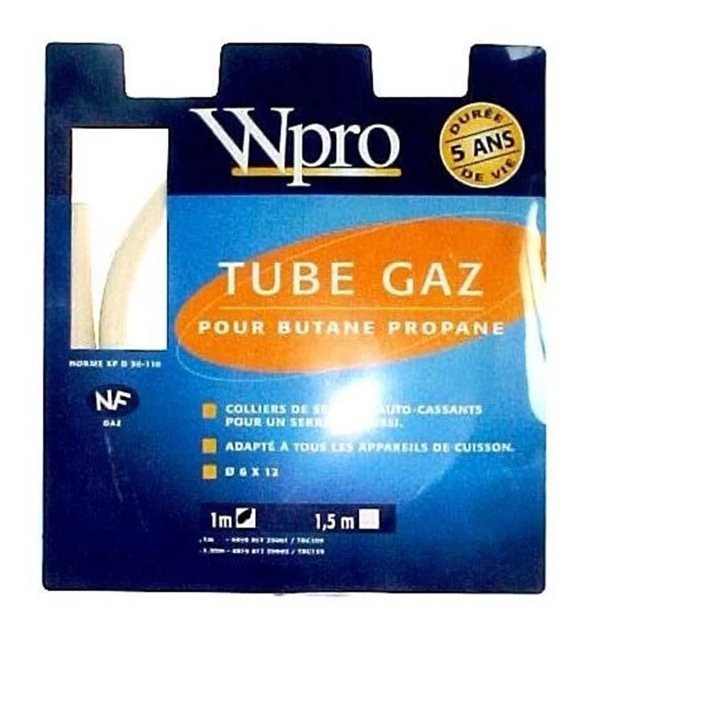 Tuyau gaz butane longueur 1m avec colliers de serrage - Promos