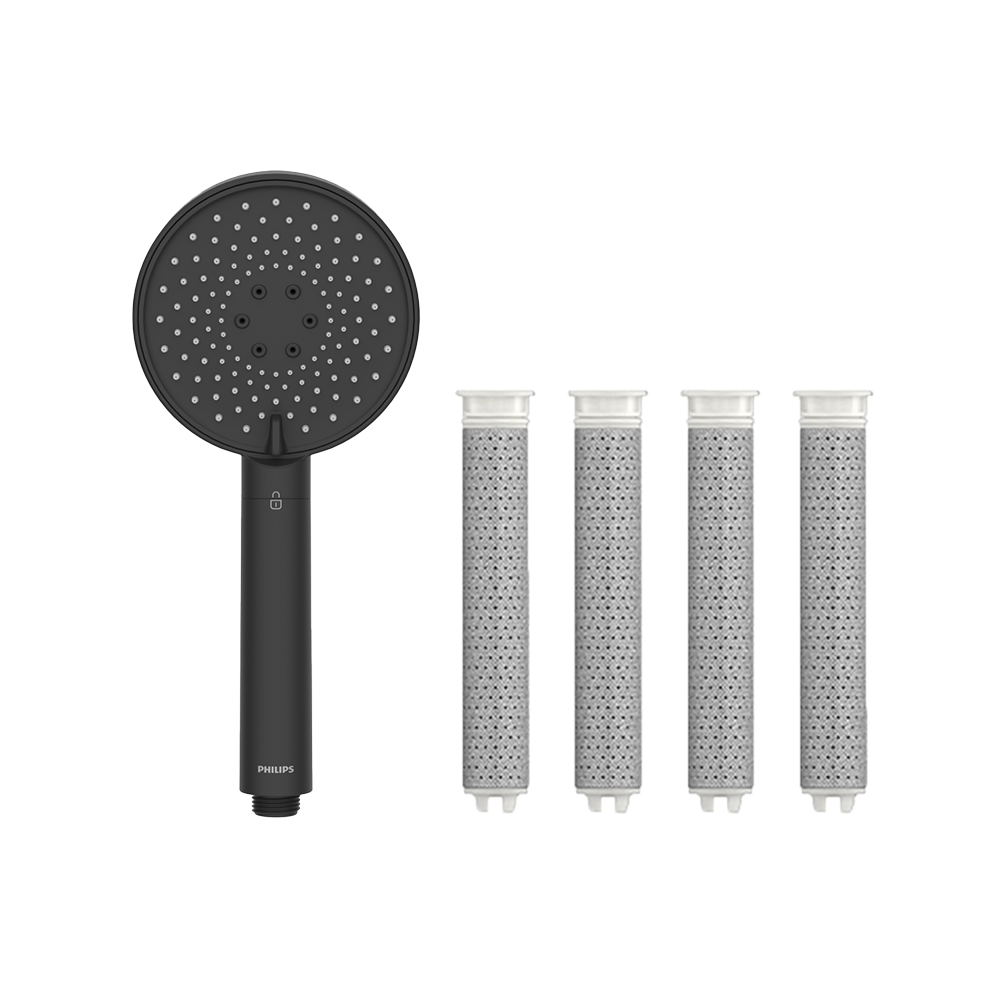 Pommeau de douche Philips avec 4 filtres de rechange Noir