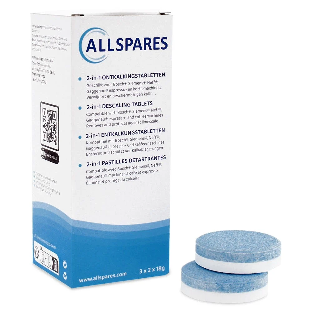 Pastilles détartrantes 2-en-1 (6x18gr) Bosch 311821 / 311975 / TCZ8002 par AllSpares