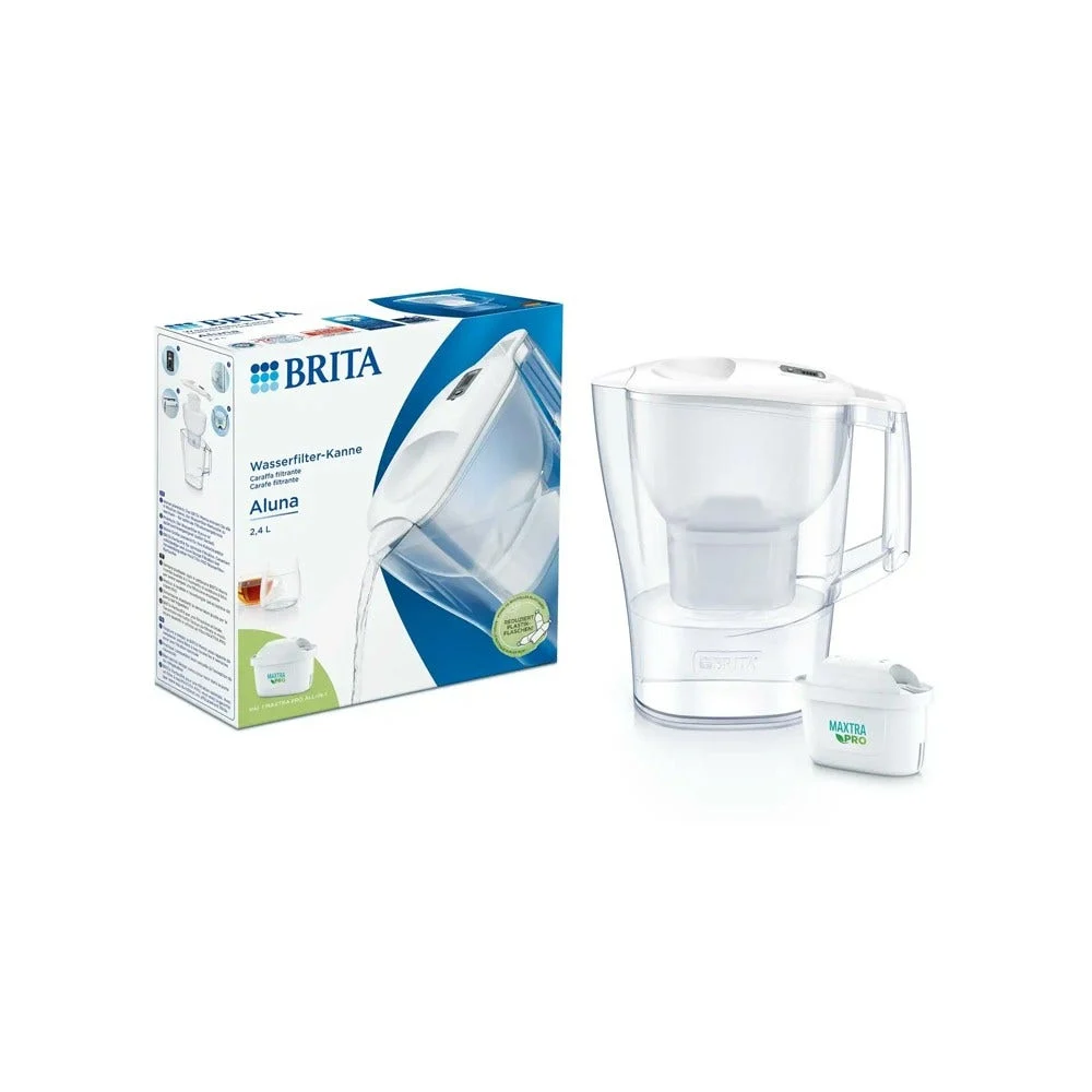 BRITA Carafe filtrante 2.4L Aluna Blanche + cartouche filtrante MAXTRA PRO (filtre aussi les PFAS) - AllSpares
