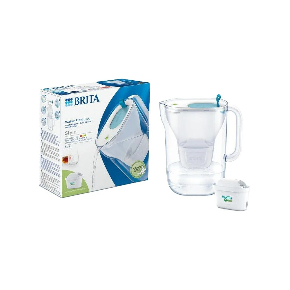 BRITA Carafe filtrante Style 2.4L Bleue + cartouche filtrante MAXTRA PRO (filtre aussi les PFAS) - AllSpares