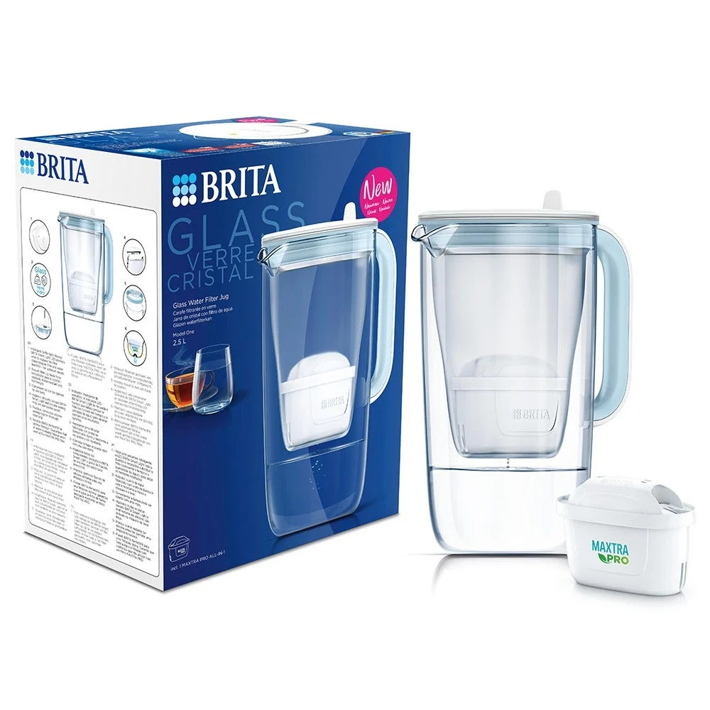 BRITA Carafe filtrante en verre Model One 2.5L + cartouche filtrante MAXTRA PRO (filtre aussi les PFAS) - AllSpares