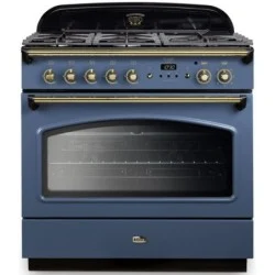 Piano de cuisson mixte falcon clas90fxdfsb/b-eu roche bleue laiton
