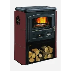 Poêle à Bois GODIN eco 363104 céramique bordeaux brillant